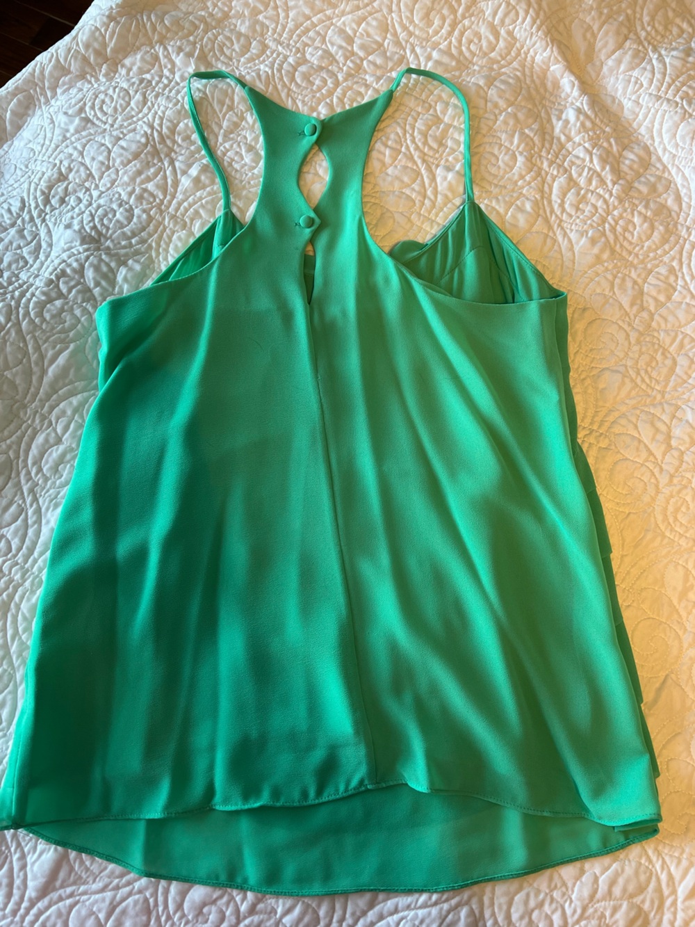 Women’s Naked Zebra Green Tiered Silk Tank Top. Size Small - Picture 2 of 5